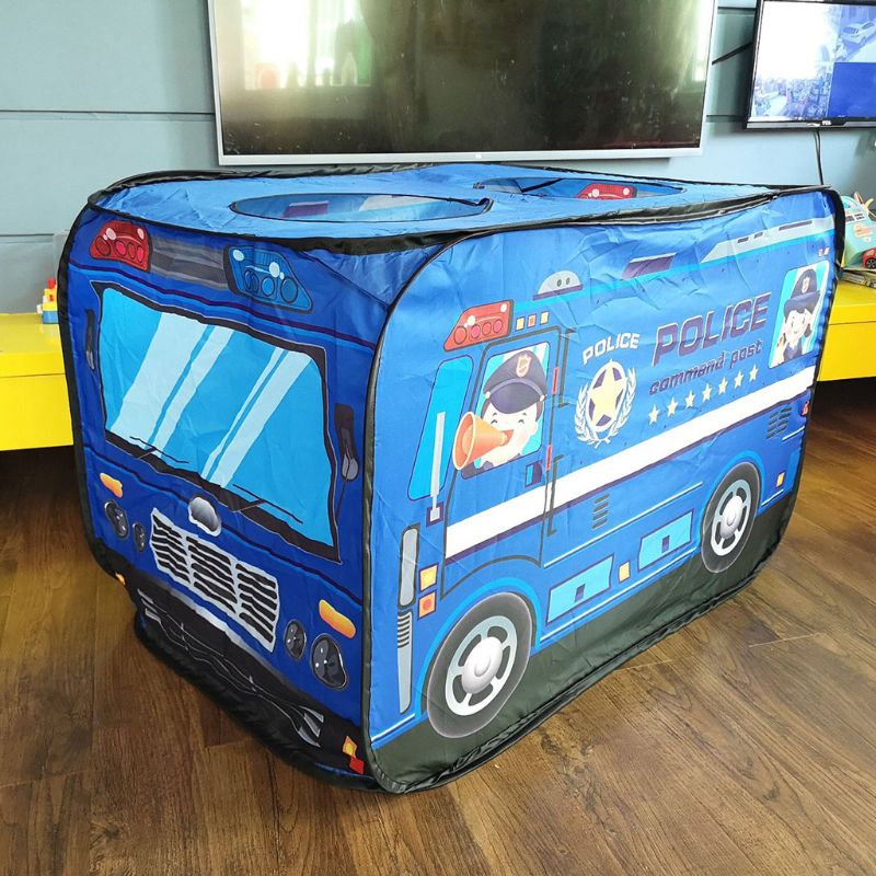 OOTDTY Foldable Play Tent Fire Truck/Police Car Pattern Indoor /Outdoor Playhouse for Toddlers Boys and Girls