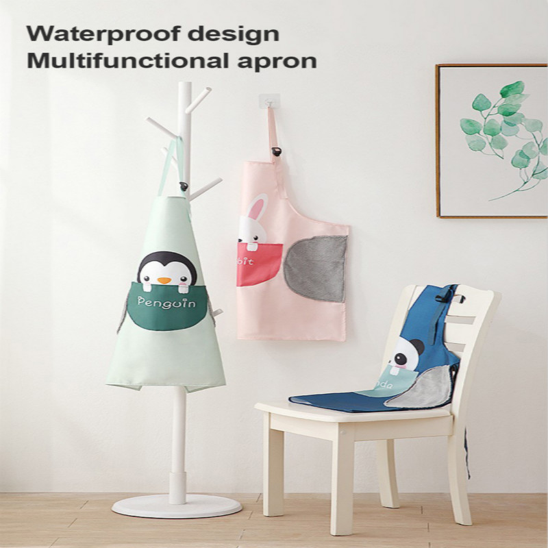 1PC Printing Apron Creative Cartoon Animal Waterproof Apron Adjustable Universal Large Pocket Storage Apron Kitchen Supplies