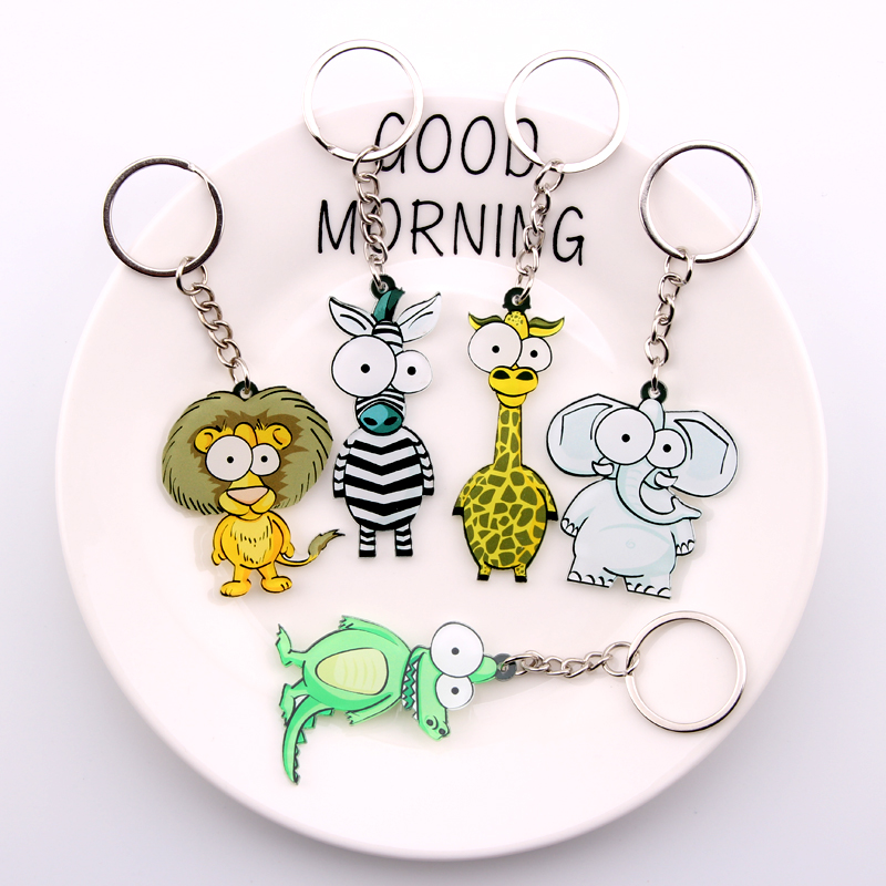 Cute Cartoon Zebra Keychain Acrylic Animal Key Chain Woman Men Kids Gift Key Ring Porte Clef