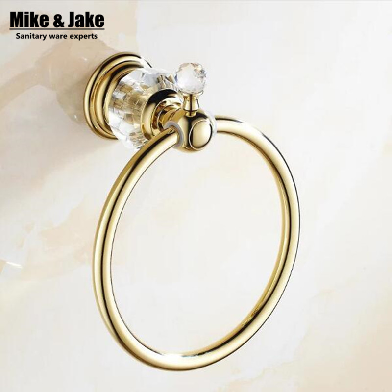 Golden bathroom towel ring holder crystal Towel holder Ring,Towel Bar bathroom towel accessories