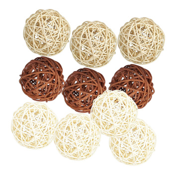 10PCS Wicker Rattan Balls Natural Spheres DIY Craft Wedding Decoration, House Ornaments Vase Filler