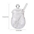 Glass Honey Jar High Borosilicate Glass Kitchen Jar Honey Pot With Dipper And Lid Storage Jar Container For Honey Syrup 300ML