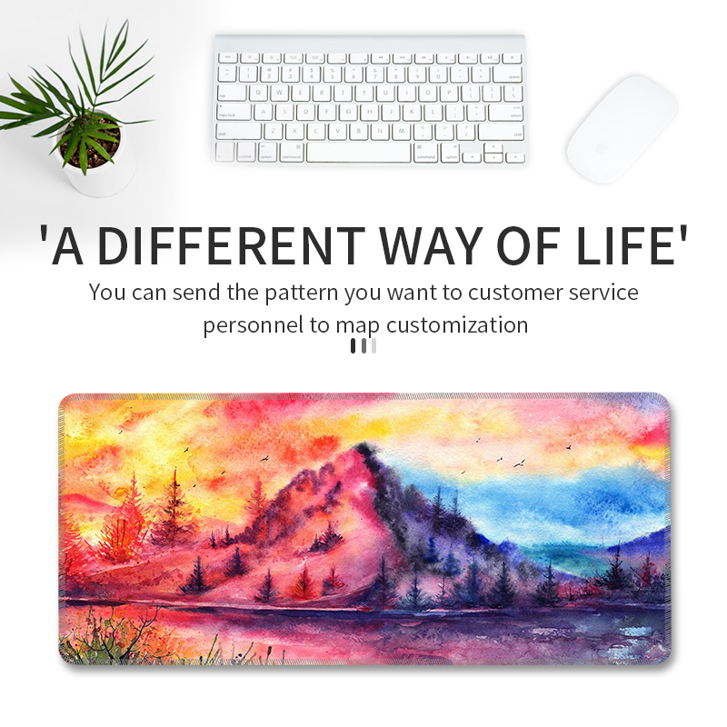 DIY Abstract Large Mouse Pad Color Non-Slip Keyboard Pad Rubber High Density Seam 90*40cm Game Pad Table Mat