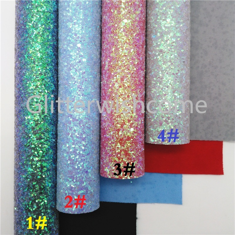 Glitterwishcome 21X29CM A4 Size Synthetic Leather, Chunky Glitter Leather, Faux PU Leather fabric Vinyl for Bows, GM663A