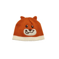 Lovely baby customized  cartoon embroidery logo  knitted hat  for kids