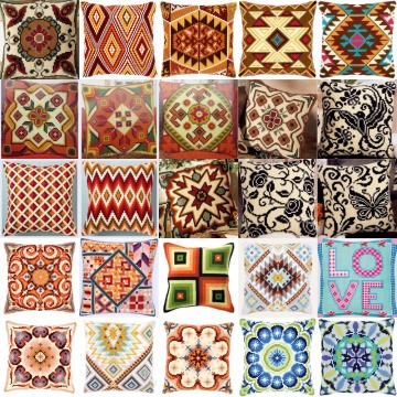 1patterns 411 DIY Needlework Kit Acrylic Yarn Embroidery Pillow Tapestry Canvas Cushion Front Cross Stitch Pillowcase-