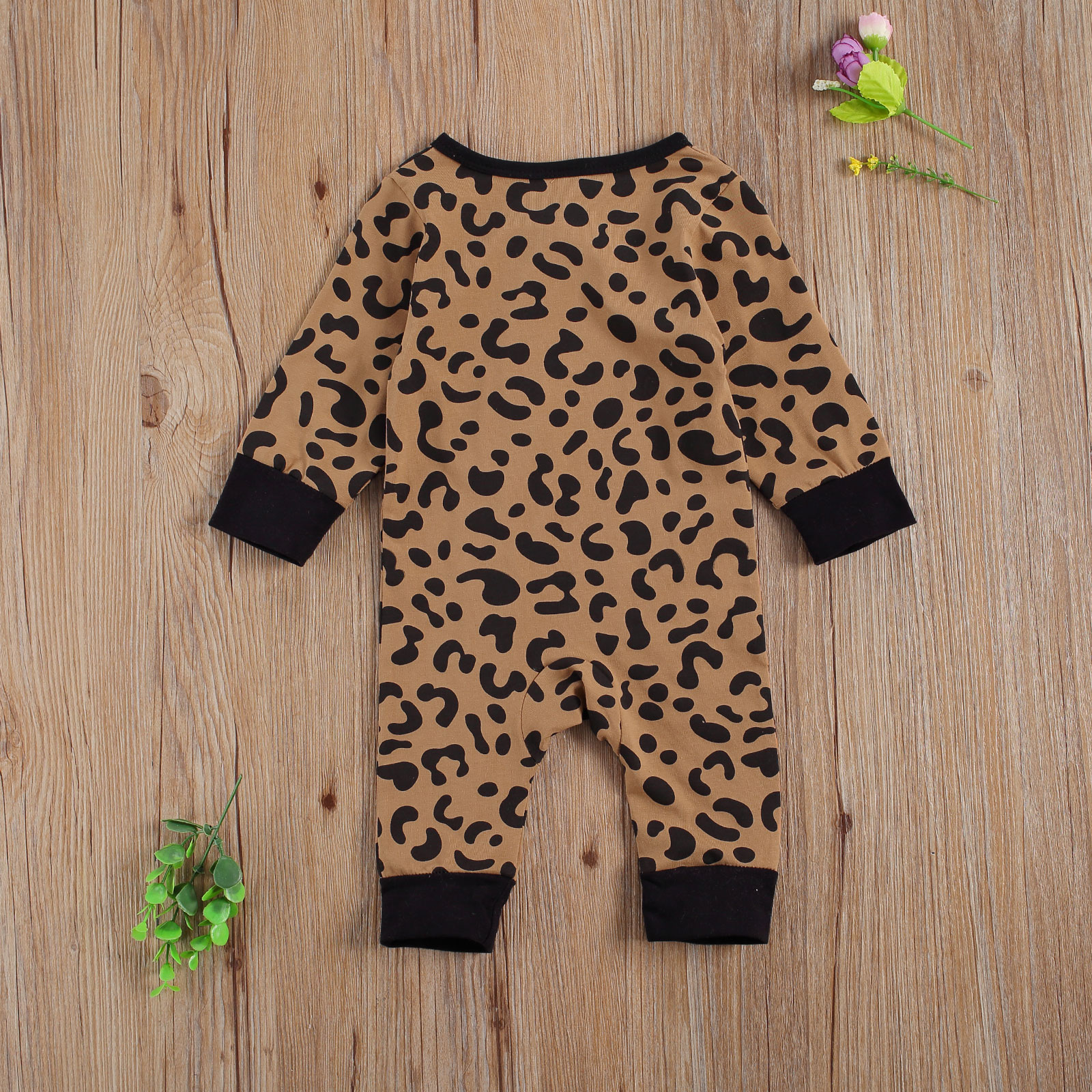FOCUSNORM 0-18M Autumn Newborn Baby Girls Boys Rompers Leopard/Camouflage Print Long Sleeve Zipper Jumpsuits