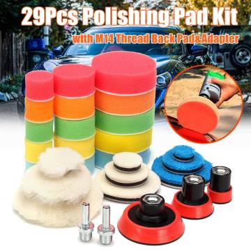 29Pcs Polishing Pad In Polishing Disc Buffing Pad 1-3 inch Auto Car Polishing pad for Car Polisher +Drill Adaptor M14 Power Tool