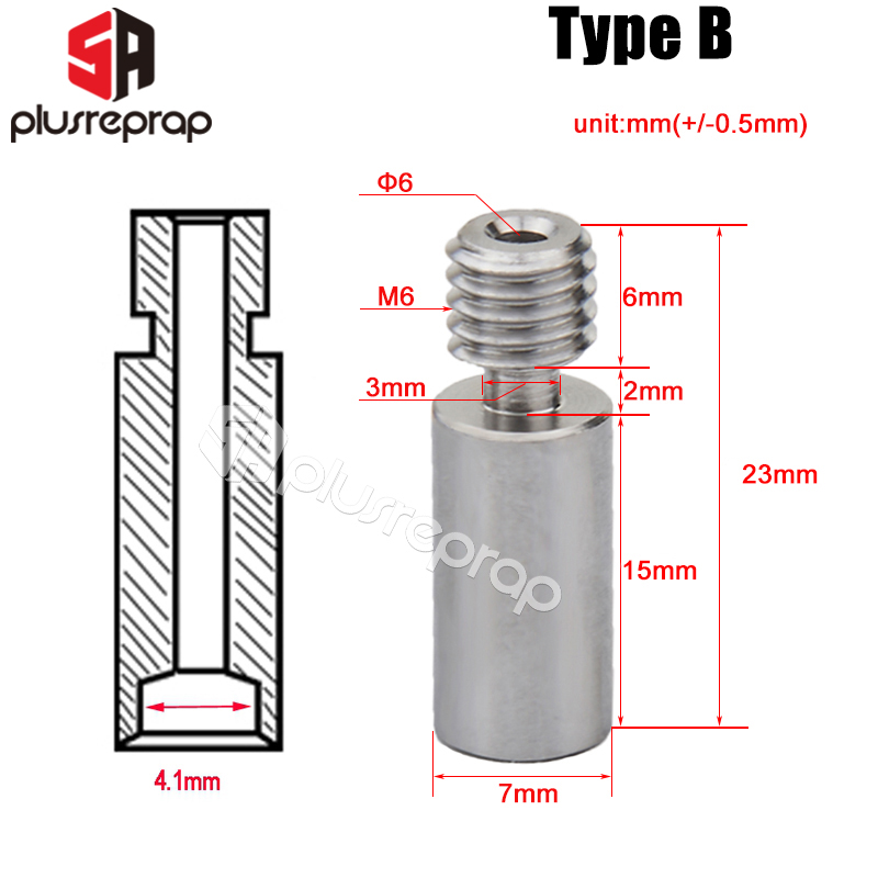 2pcs/lot Throat High Temperature Hotend Extruder for Reprap 1.75mm 3.0mm Filament DIY Stainless Steel 3D Printer Parts