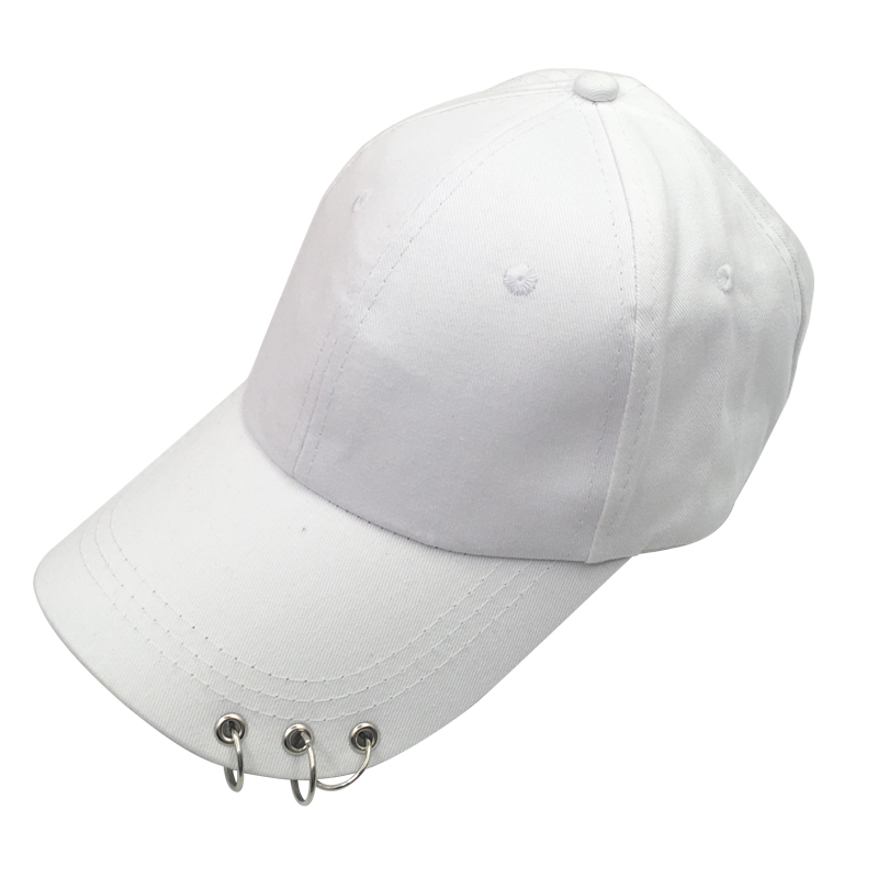Baseball Cap with Rings Bboy Adjustable Casual Snapback Sport Hip-Hop Ball Hat Baseball Caps Unisex Hats Black Pink White