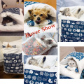 Japanese Cat Bed Winter Removable Warm Cat Sleeping Bag Deep Sleep Pet Dog Bed House Cats Nest Cushion with pillow