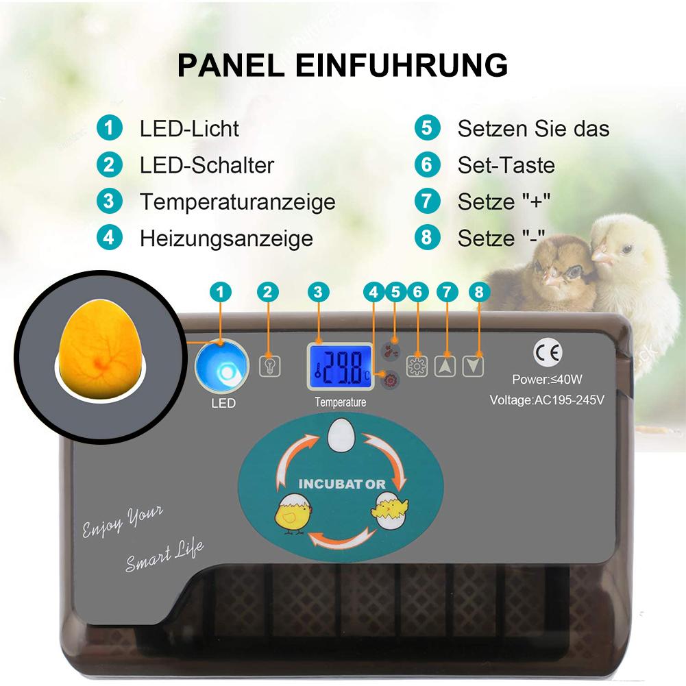 Egg Incubator 9-35 Eggs Digital Fully Automatic Incubator Poultry Hatcher Machine LED DisplayFor Chickens Ducks Goose Birds New