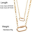 Women Necklace Stainless steel Gold Color Strong Shackle U Carabiner Snap Hook Charm Climbing Buckle Horseshoe Clasp Long Choker