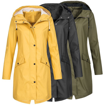 Men Women Jacket Waterproof Solid Rain Jacket Outdoor Hunting Coat Softshell Hoodie Waterproof Long Coat Overcoat Windproof