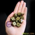 Bescon 10pcs Set Ancient Brass Solid Metal Polyhedral Dice Set, Old Finish Bronze Metal RPG Role Playing Game Dice 7+3 Extra D6s