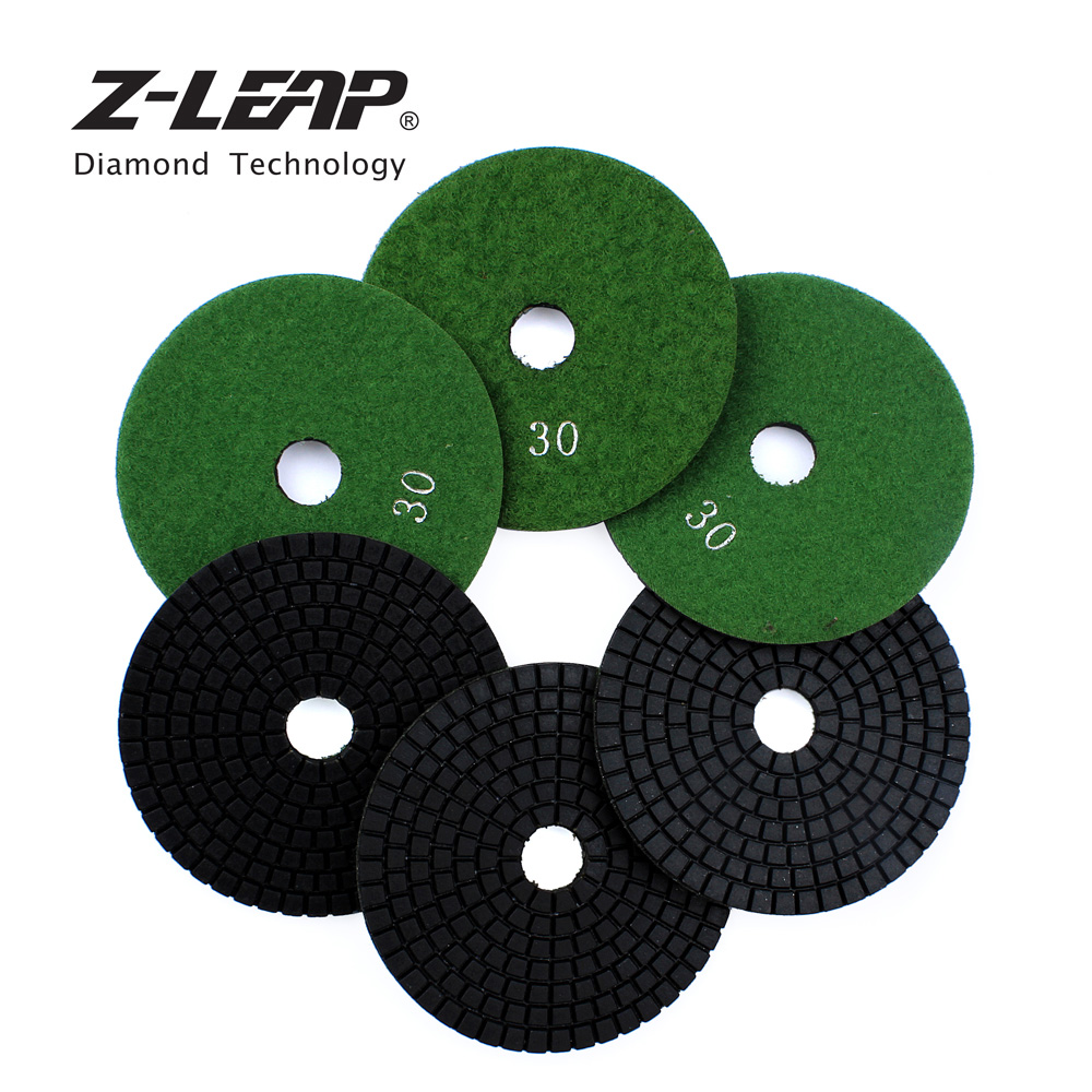 Z-LEAP 6pcs 4 Inch Diamond Polishing Pads Grit #30 Grinding Wheel Concrete Marble Granite Stone Sanding Disc Polishing Wheel