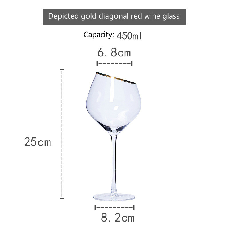 4 styles 400-500ml Creative Dream Oblique Mouth Red Wine Glass Cup Gilt Goblet Bordeaux Burgundy Cup Bar Family Gift Drinkware
