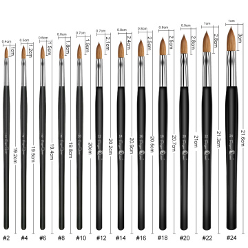 Kolinsky Wooden Brush Nails Black Crystal Nail Pencil Sable Watercolor Brushes Nail Brush