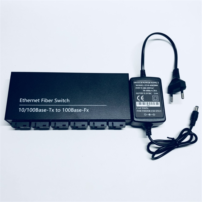 10/100M Fast Ethernet switch Converter 25KM Ethernet Fiber Optical Media Converter Single Mode 2*RJ45 & 6*SC fast fiber Switch