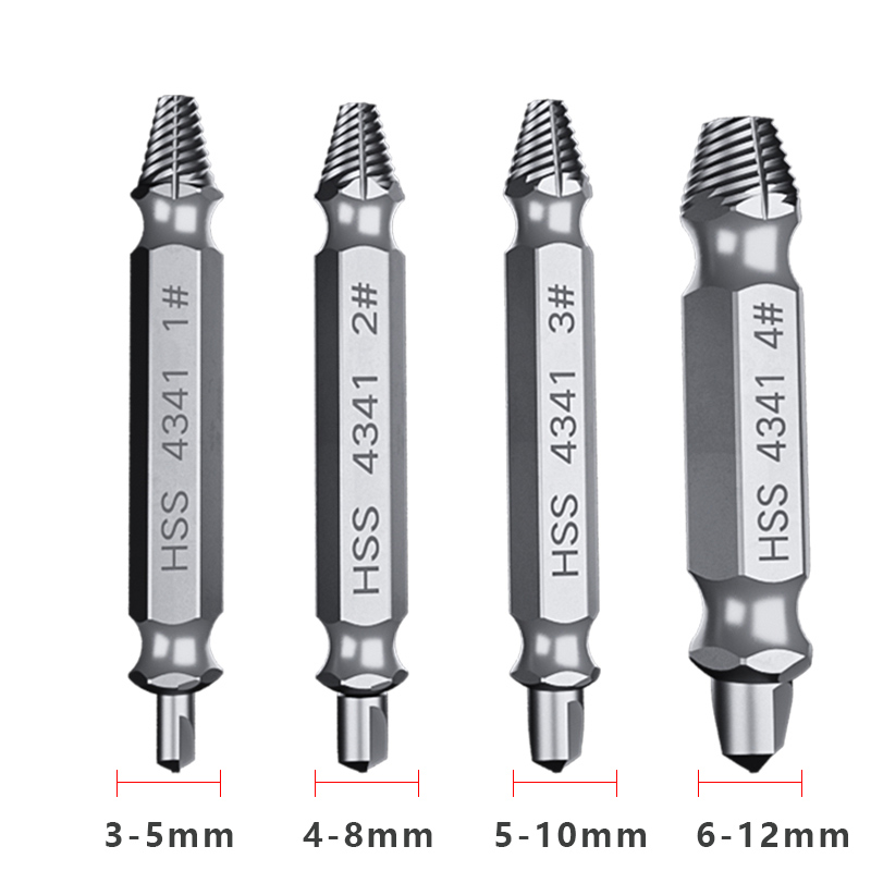 5pcs Damaged Screw Extractor Drill Bits Double Side Damage Easy Out Stud Reverse Screw Extractor Tool Kit
