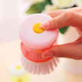 Kitchen Dish Bowl Cleaning Brush Gadgets Hydraulic Washing Brush Pan Brushes with Washing Up Liquid Soap Dispenser Washing Tool