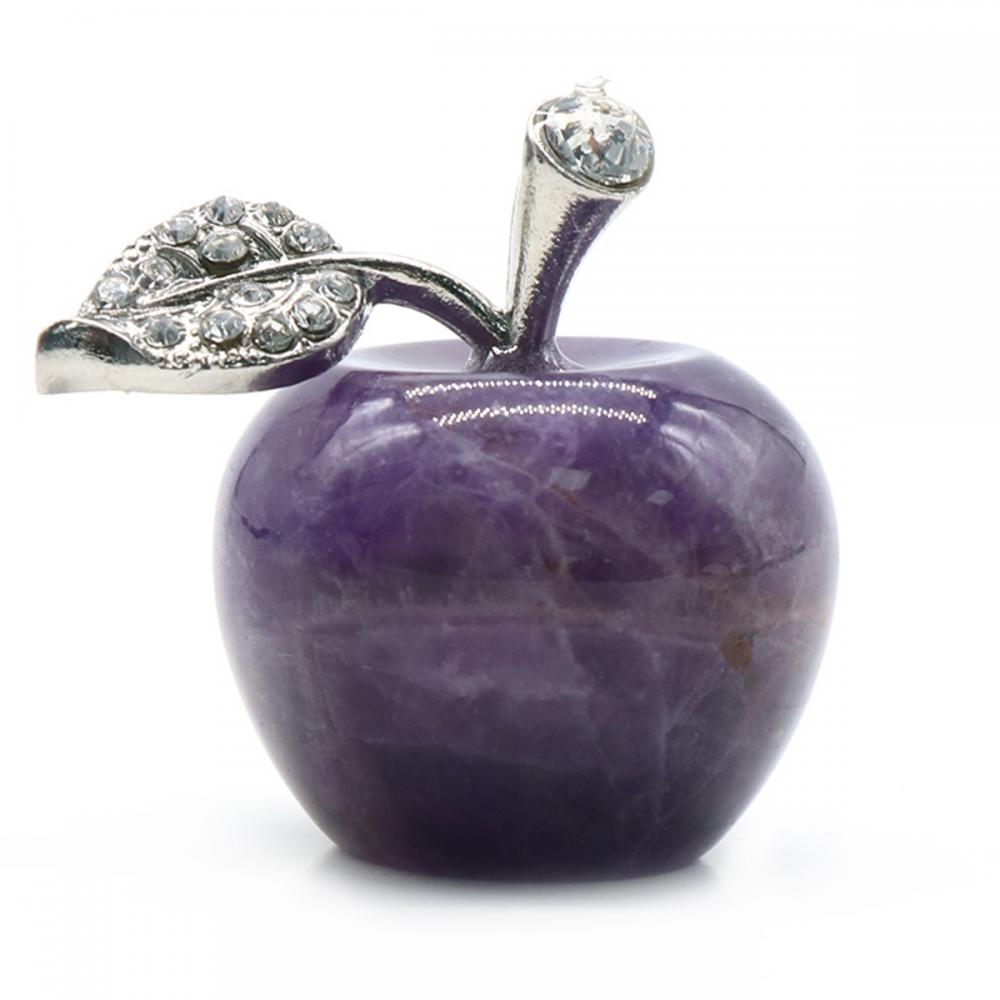 Amethyst 1.0Inch Carved Polished Gemstone Apple Crafts Home Decoration Gifts Mom Girlfriend