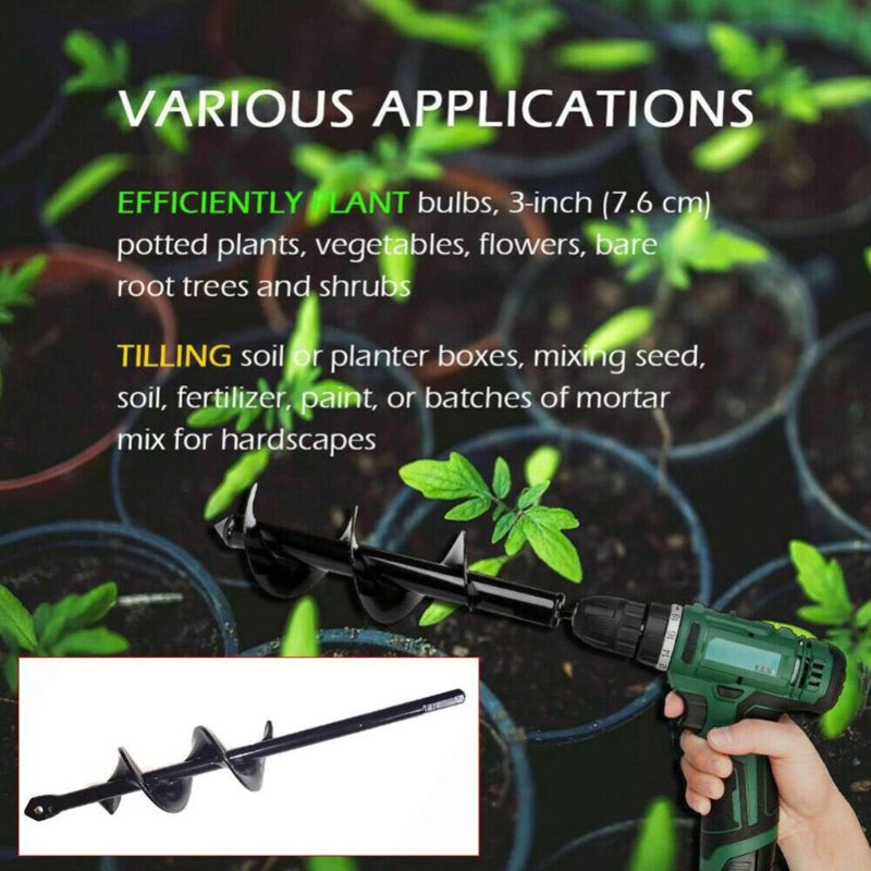 9 Inch Garden Auger Spiral Drill Bit Hand Drill Electric Drill Ground Bit Planting Auger Drill