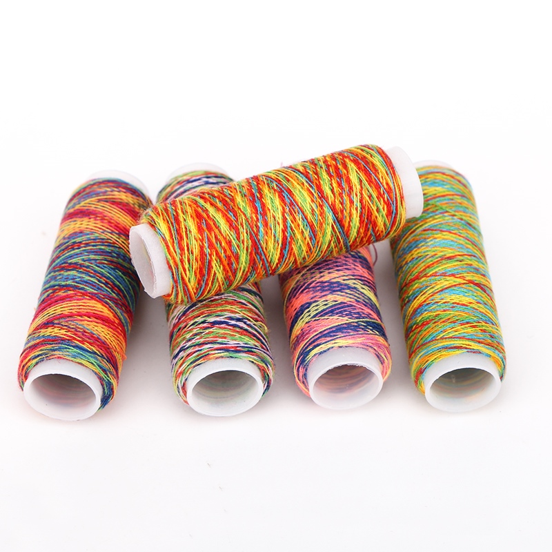 5Rolls/Pack Rainbow Color Polyester Sewing Threads Set DIY Sewing Yarn Knitting Accessories Overlock Thread Multicolor Rope