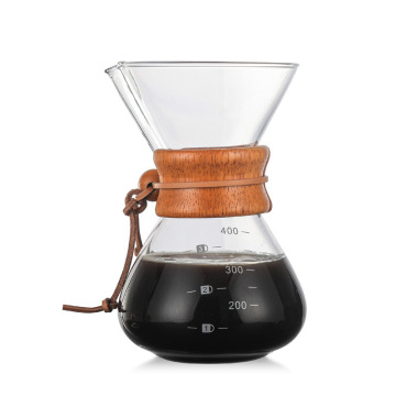 Classic Glass Coffee Pot Wooden Handle Heat Resistant Pour Over Coffee Maker Manual Coffeemaker V60 Hand Dripper