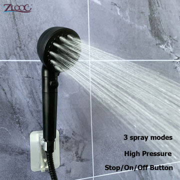 Zloog Bathroom Matte Black Filter EcoPower Shower Head High Pressure SPA Tourmaline Mineral Balls Vitamin C Shower Head