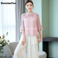 2021 traditional chinese clothing cheongsam shirts woman cheongsam blouse cotton qipao tops cheongsam top chinese chiffon tops
