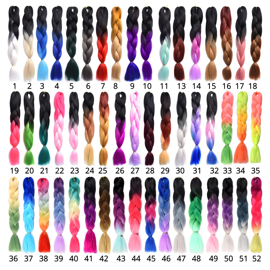 Alileader Jumbo Braids Ombre Blue Purple Red Synthetic Braiding Hair Crochet Braids Hair Extensions Hairstyles 102 Colors
