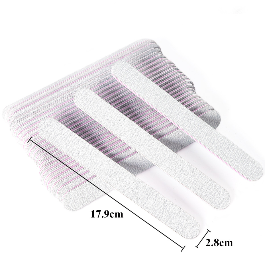 5pcs Nail File 100/180 Double Side Nail Sanding Buffer Manicure UV Gel Polishing Grinding Grey Sandpaper Nail Files Tools JI864