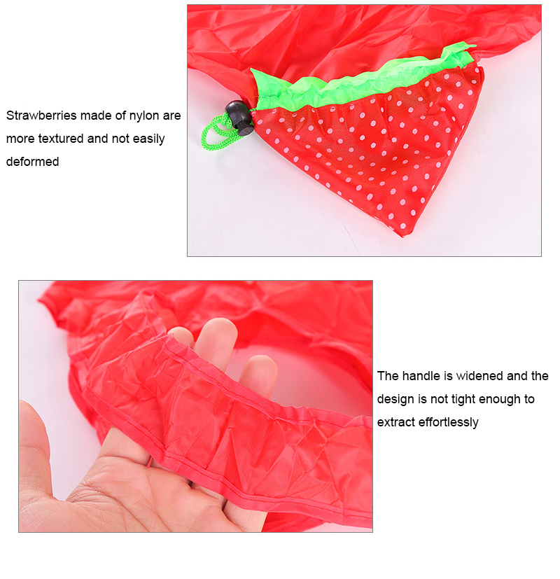 Cute Foldable Fashion Eco Nylon Convenient Handbag Reusable Cleaning Bag Strawberry Large Capacity Foldable Shopping Bags