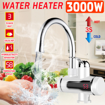 Instant Tankless Electric Faucet Tap Hot Water Heater Kitchen Electric Water Heater with Temperature Display Leakage Protector