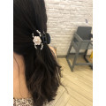 Elegant Women Shiny Pearl Hair Claws Pins Girl Hair Accessories Black White Rose Camellia Rhinestone Crystal Hair Clip Barrettes