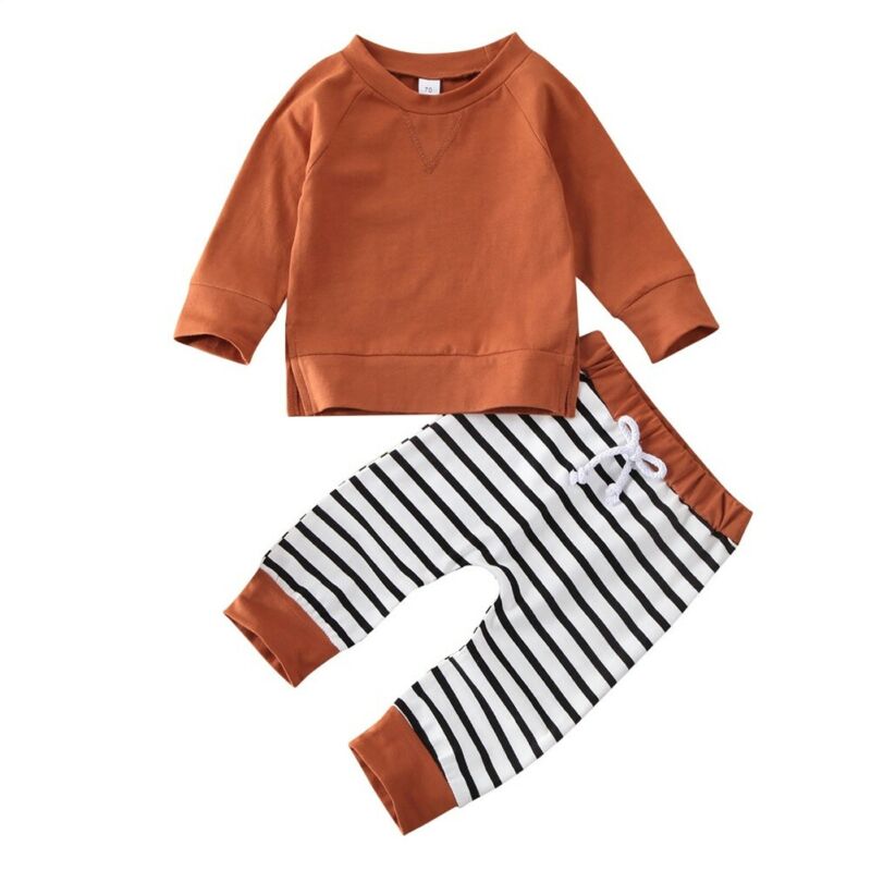 0-24M Newborn Infant Baby Boy Clothing Set Casual Hooded Tops + Striped Pants Outfits Autumn Spring Costumes