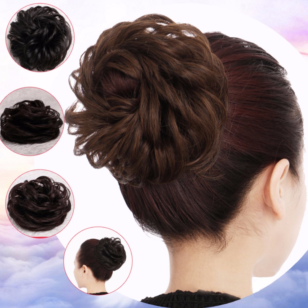 MANWEI Messy Bun Tousled Hairpiece Elastic Band Chignon Hair Curly Scrunchie Updo Cover Synthetic Hairpiece for Women