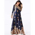 BNSQ Velvet Gold Thread Print Long Dress hijab Muslim Abayas Maxi Robe Dubai Indonesia Dresses Indian Arabic Clothing