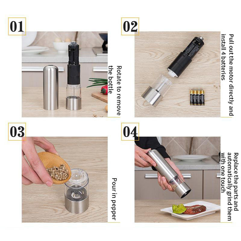 Stainless Steel Pepper Mill Grinder Salt & Pepper Mill Cutter Kitchen Seasoning Tools Accessories for Cooking