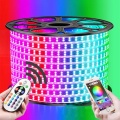 1-12M Double Row RGB LED Strip 120LEDs/M 5050 220V Color Change Light Tape IP67 Waterproof LED Rope Light +IR Bluetooth Control