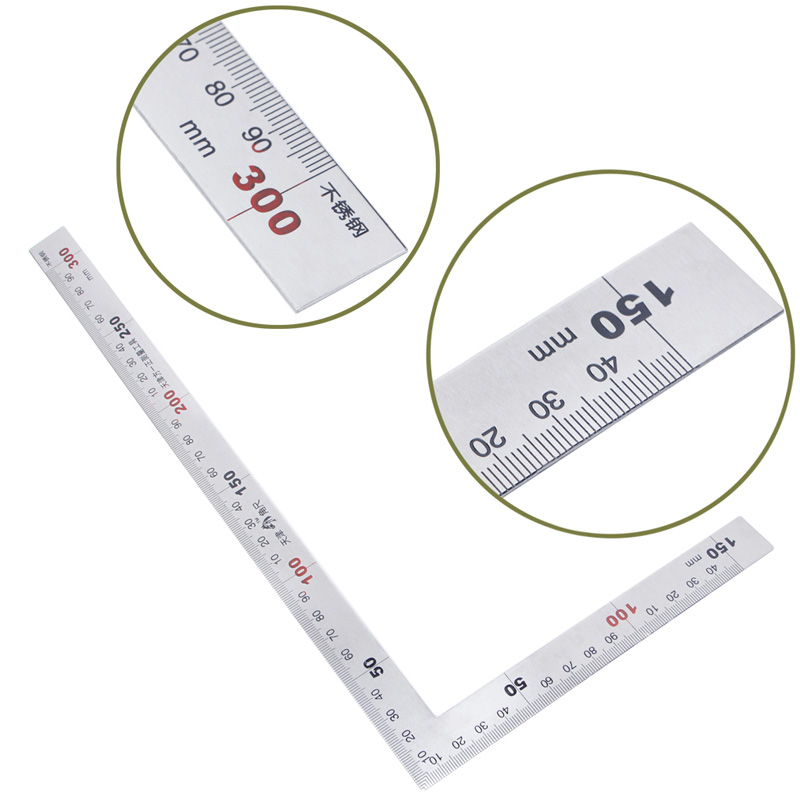 Stainless Steel 15x30cm 90 Degree Angle Metric Try Mitre Square Ruler Scale