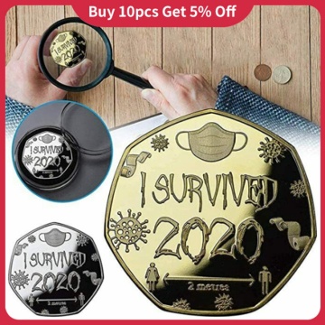 I Survived 2020 Coin Home Souvenir Coins Collection Decoration Accessories Commemorative Coin Old Metal New Year Gift Gold Coin