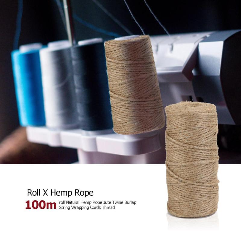 100m / Roll Retro Natural Hemp Rope Jute Wrapped Linen Rope Winding Thread Thread Diy Handmade Tie Thread Lace Rope Rope