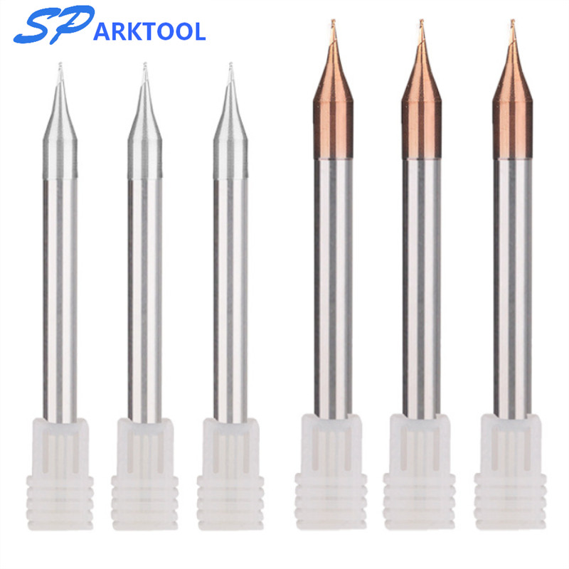 HRC60 Micro Flat End Mill 2 Flute 0.2-0.9mm 4mm for steel Shank Tungsten Carbide CNC Router Bit TiCN Coated Mini Milling Cutter