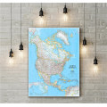 North America Map Precise Detail Comprehensive Geography Learning Education Home Decor Canvas Print Wall Art Sticker