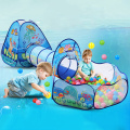 3 in 1 Ocean Children's Tent House Toy Ball Pool Portable Children Tipi Tents with Crawling Tunnel Pool Ball Pit House Kids Tent