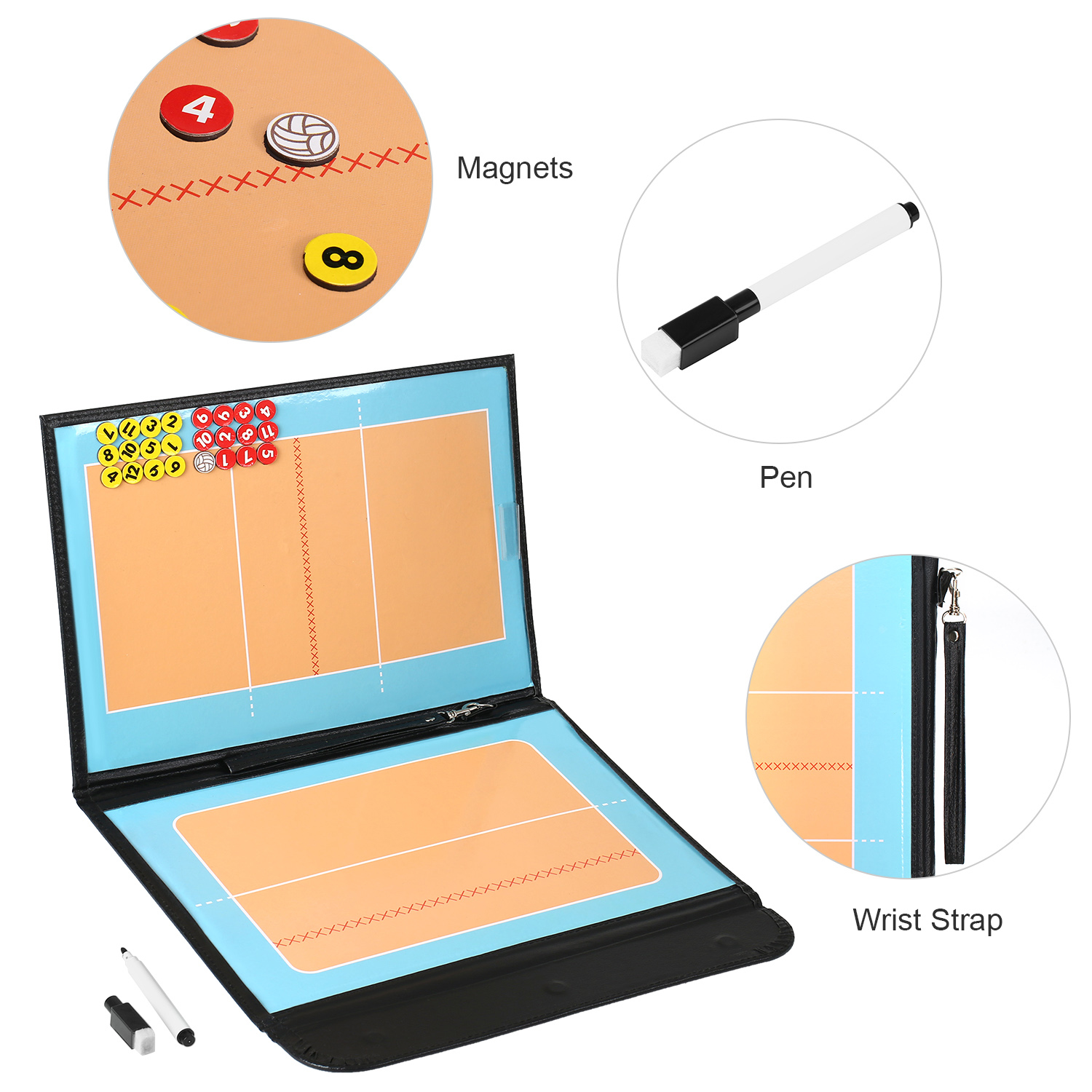 2-in-1 Foldable Volleyball Tactical Board Coaching Volleyball Tactic Board Magnetic Handball Tactics Game Training Board