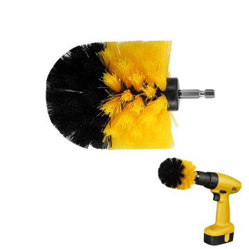 3.5 inch Drill Cleaning Brush Round Head Power Scrubber Stiff Bit Pad Bathroom Tile Tool Car Interiors Cleaning Scrub Yellow