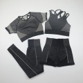 4 Piece Women Seamless Yoga Set Workout Sportwear Short Sleeve Gym Clothing Fitness Crop Top High Waist Leggings Sports Suits